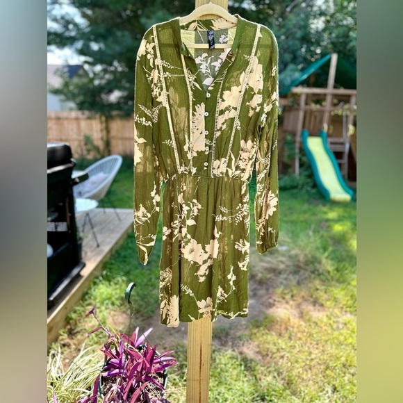 Free People Luna Chix NWT Beautiful dress amazing green and cream dress - Picture 3 of 11